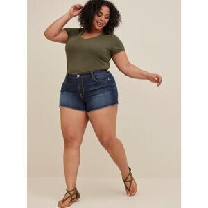 Torrid High Rise A-Line Shortie Short Cutoff Vintage Stretch Dark Wash SIZE 18